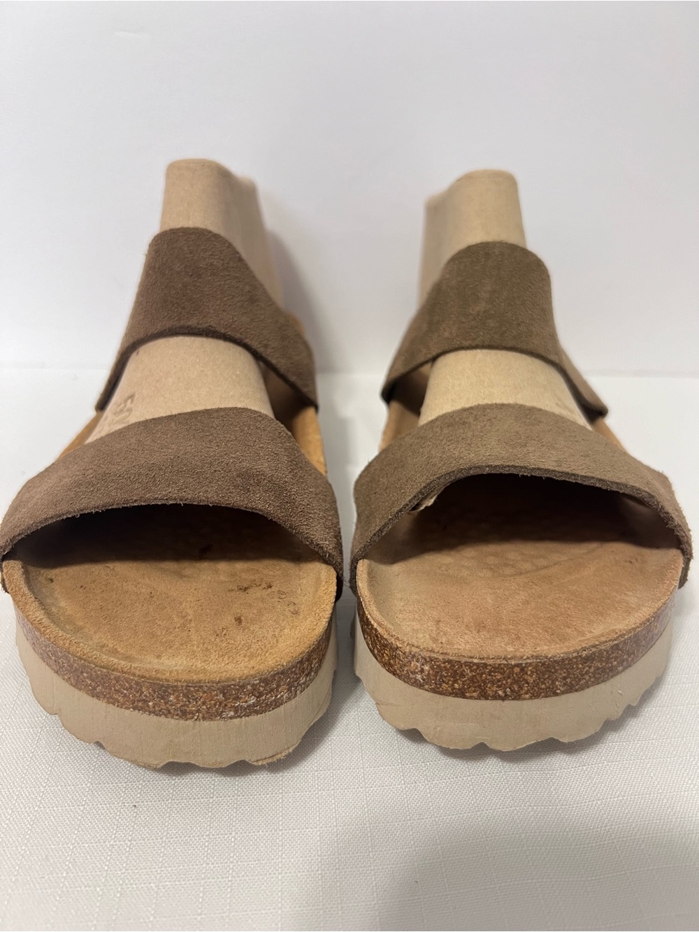 Biostep Leather Double Strap Slip On Bohemian Classic Casual Sandals Tan Size 8